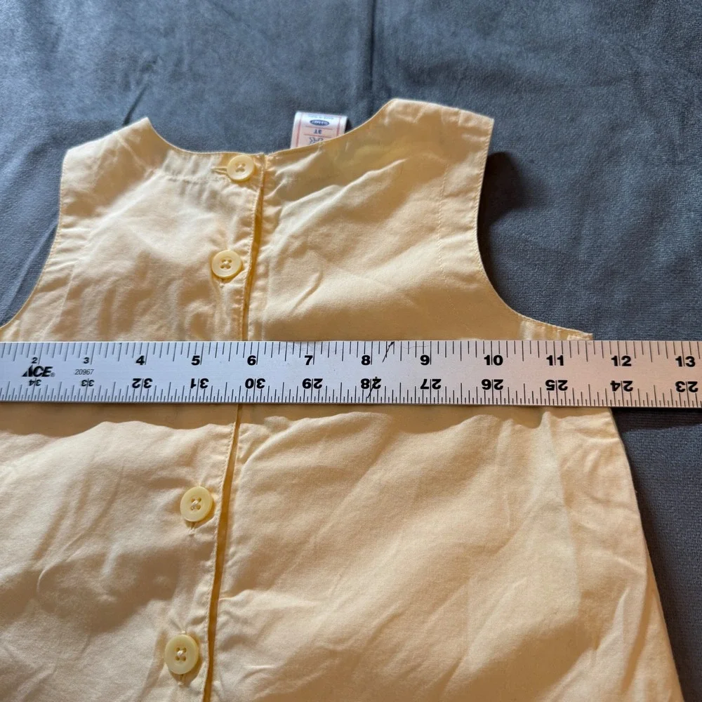 Vtg Old Navy Toddler Girl Floral Applique Dress 3T Yellow Sleeveless Cottagecore